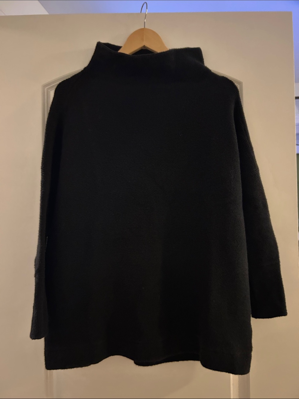 Free People Black Mock Neck Ottoman Tunic Sweater